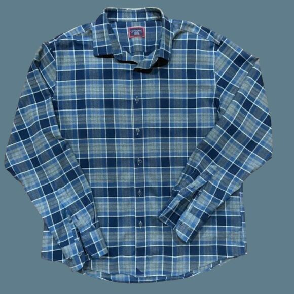 UNTUCKit Other - UNTUCKit Casual Fit Button Front Plaid Navy Blue Cotton Shirt Men's Size Large